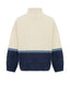 Beige and Blue Merino Wool Blend Turtleneck Jumper back view
