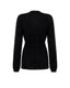 Black wrap-style knitted cardigan, back view