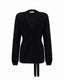 Black wrap-style knitted cardigan with belt