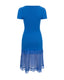 Blue merino-mohair dress with lace hem, back view