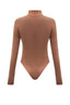 Brown Merino Wool Long-Sleeve Brief Bodysuit, back view