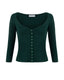 Emerald green fitted merino wool cardigan with tonal buttons by Roksolana.