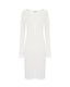 Ivory merino and alpaca knitted dress with lace trim, front view