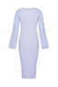 Lavender Merino-Mohair Blend V-Neck Dress , back view
