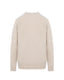 Beige merino wool crew neck jumper with white shirt by Roksolana.