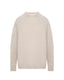 Beige merino wool crew neck jumper with white shirt by Roksolana.