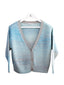 Light Blue Merino Wool-Cotton V-Neck Cardigan