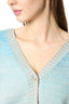 Light Blue Merino Wool-Cotton V-Neck Cardigan, detailed view