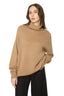 Model wearing a Beige Merino Wool Blend Turtleneck Jumper