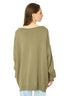 Model wearing an Olive Green Oversized Merino Wool Jumper, back view 