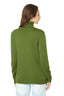 Model wearing a Green Merino Wool Turtleneck Jumper, back view