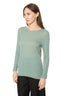 Model wearing a Light Green Wool Blend Crew Neck Jumper