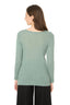 Model wearing a Light Green Wool Blend Crew Neck Jumper, back view 