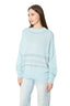 Model wearing a Powder Blue Merino Wool Blend Crew Neck Jumper