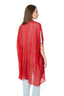 Model wearing a Red Wool Blend Poncho, back view