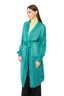 Model wearing a Turquoise Kid Mohair Belted Cardigan, side view 