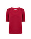 Red Merino Wool V-Neck Short-Sleeve Jumper
