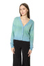 Turquoise Merino Wool-Cotton V-Neck Cardigan