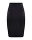Black merino pencil skirt on a white background, back view 
