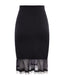 Black pencil skirt with lace hem on a white background
