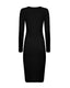 Black Merino Wool V-Neck Knit Dress