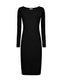 Black Merino Wool V-Neck Knit Dress
