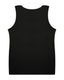 Black wool knitted V-neck tank top by Roksolana, back view.
