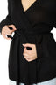Black Kid Mohair and Baby Alpaca Blend Belted Cardigan, close up 