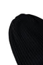 Black Ribbed Merino Wool Hat, detailed view