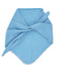 Blue merino wool triangle scarf with lace trim, tied view by Roksolana.