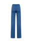 Blue merino trousers on a white background, back view