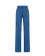Blue merino trousers on a white background