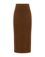 Brown Ribbed midi skirt crafted from 100% merino wool with a clean, straight silhouette.