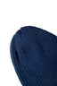 Dark Blue Ribbed Merino Wool Hat, detailed view