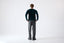 Model wearing deep green merino-cashmere blend crew neck jumper, back view.