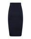 Women's deep navy merino wool midi pencil skirt backview