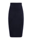 Women's deep navy merino wool midi pencil skirt front view