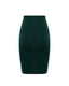 Emerald green merino wool knitted pencil skirt, back view by Roksolana.