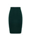 Emerald green merino wool knitted pencil skirt with ribbed waistband by Roksolana.