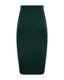 Back view of a green merino wool midi skirt with a smooth, refined finish.