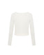 Ivory merino long-sleeve top on a white background, back view
