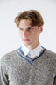 Melange Grey Merino Cashmere V-Neck Jumper