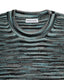 Close-up of a Light Grey and Blue merino T-shirt