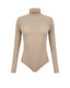 Beige merino turtleneck bodysuit on a white background