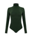 Green merino turtleneck bodysuit on a white background