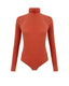 Red merino bodysuit with long sleeves on a white background