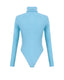 Sky blue merino turtleneck bodysuit, backview