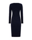 Navy Merino Wool V-Neck Knit Dress