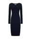 Navy Merino Wool V-Neck Knit Dress