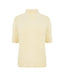 Light yellow short-sleeve wool jumper with mock neck, front view.